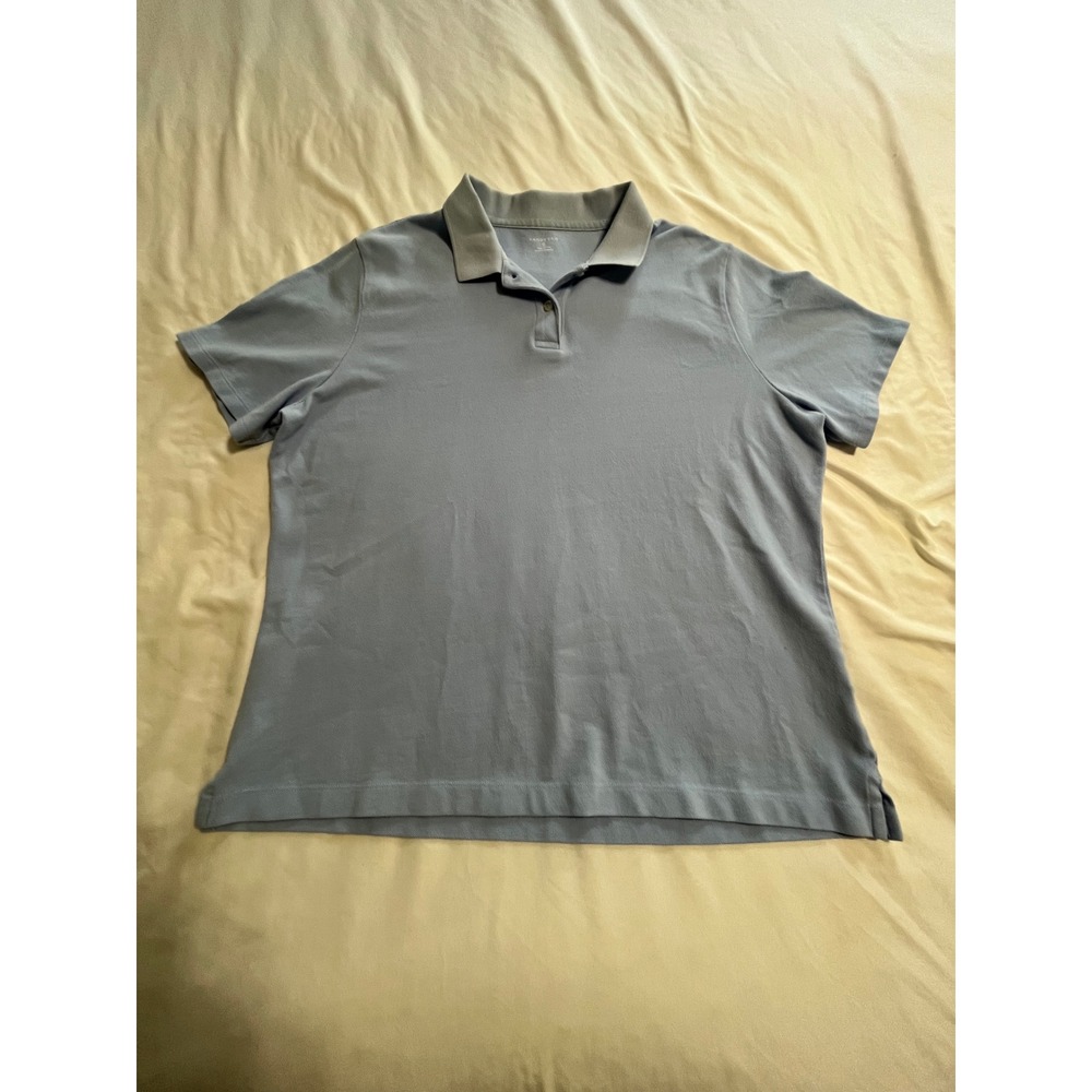 Lands End Womens XL 18 Light Blue Short Sleeve 100% Cotton Pique Polo Shirt